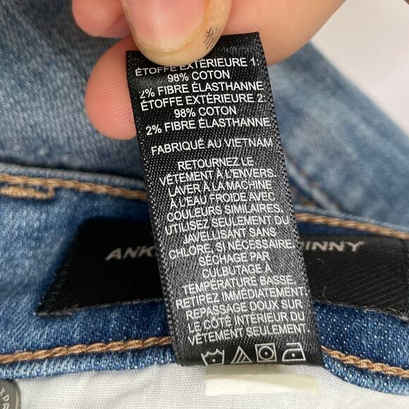 Express ankle super skinny mid rise color block jeans size 8s - Picture 12 of 16